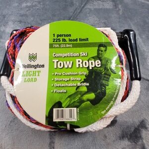 New Wellington Competition Ski Tow Rope 75ft 225lb Load Limit Cushion Grip V7113